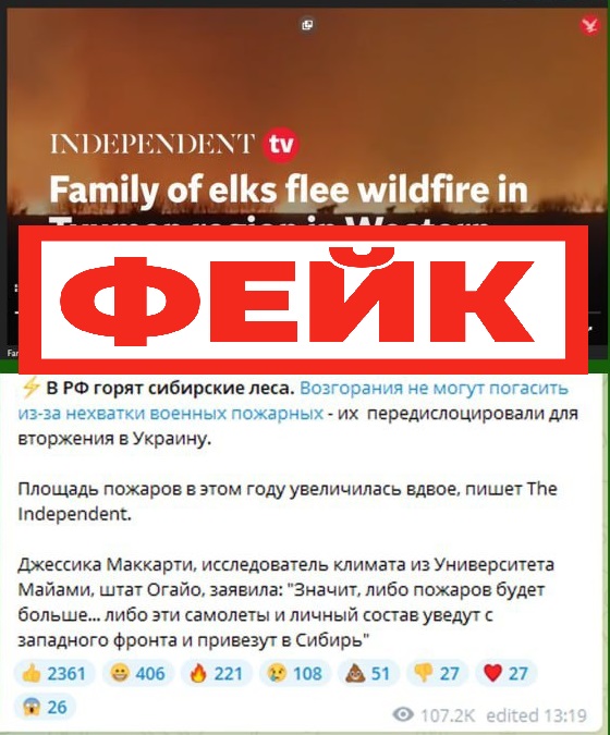 Фейк: сибирские леса не могут потушить из-за нехватки военных пожарных Общие