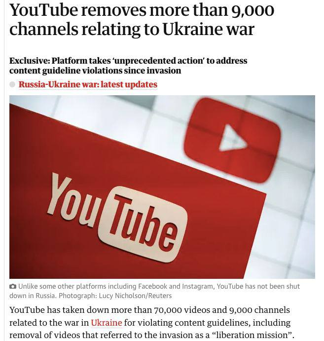Фейк: YouTube и других западных соцсетях нет цензуры